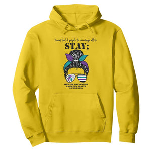 Mental Health Support Hoodie Suicide Prevention Awareness - Messy Bun Design TS01 Daisy Print Your Wear