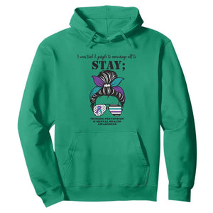 Mental Health Support Hoodie Suicide Prevention Awareness - Messy Bun Design TS01 Irish Green Print Your Wear