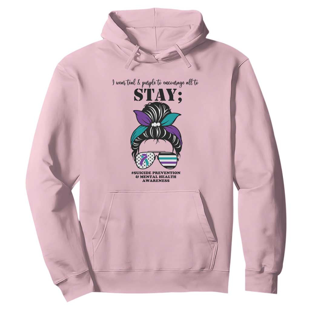 Mental Health Support Hoodie Suicide Prevention Awareness - Messy Bun Design TS01 Light Pink Print Your Wear
