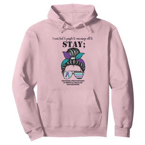 Mental Health Support Hoodie Suicide Prevention Awareness - Messy Bun Design TS01 Light Pink Print Your Wear