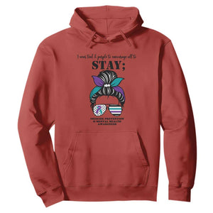 Mental Health Support Hoodie Suicide Prevention Awareness - Messy Bun Design TS01 Red Print Your Wear