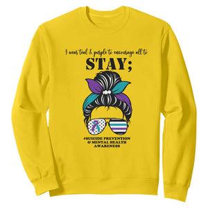 Mental Health Support Sweatshirt Suicide Prevention Awareness - Messy Bun Design TS01 Daisy Print Your Wear