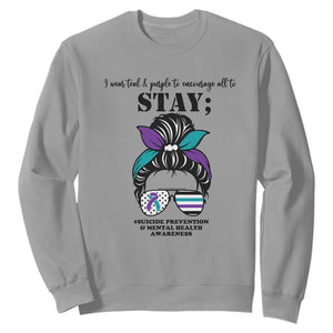 Mental Health Support Sweatshirt Suicide Prevention Awareness - Messy Bun Design TS01 Sport Gray Print Your Wear