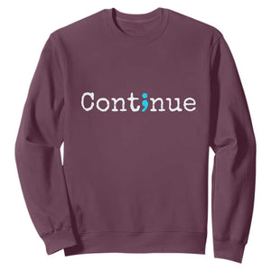 Mental Health & Suicide Prevention Sweatshirt Semicolon Awareness Design TS01 Maroon Print Your Wear