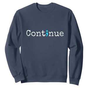 Mental Health & Suicide Prevention Sweatshirt Semicolon Awareness Design TS01 Navy Print Your Wear