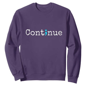 Mental Health & Suicide Prevention Sweatshirt Semicolon Awareness Design TS01 Purple Print Your Wear