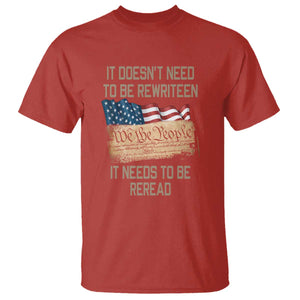 It Doesn't Need to Be Rewritten - We the People American Flag Design - Patriotic Veteran T Shirt Veteran TS01 Red Print Your Wear