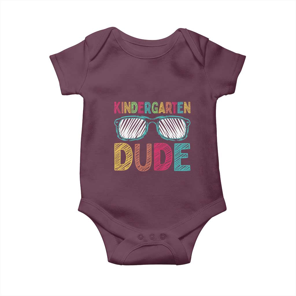 Kindergarten Dude Baby Onesie Funny First Day Back to School Student TS01 Maroon Print Your Wear