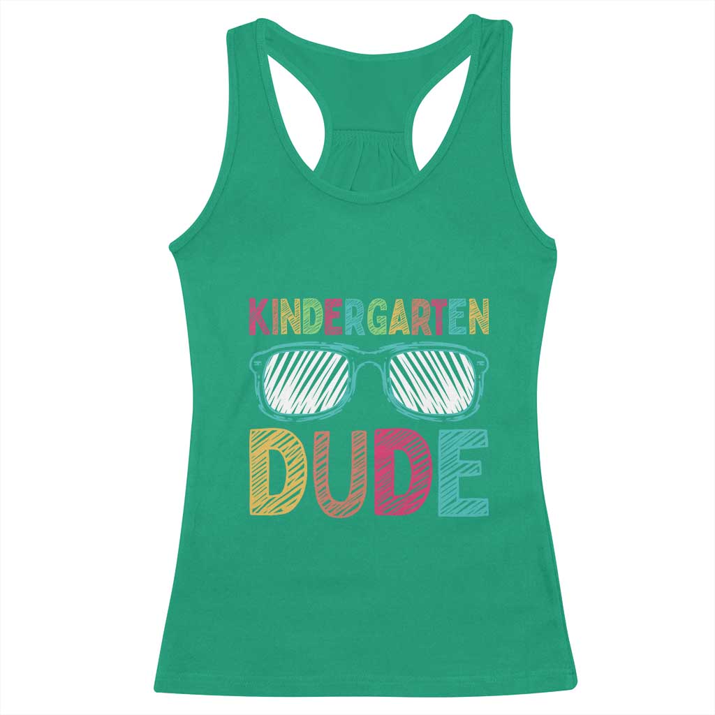 Kindergarten Dude Racerback Tank Top Funny First Day Back to School Student TS01 Irish Green Print Your Wear