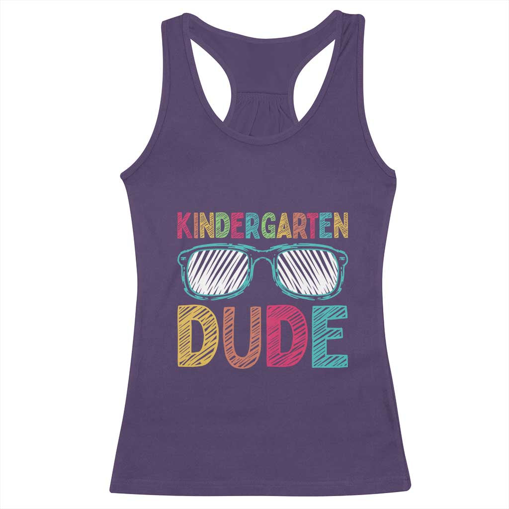 Kindergarten Dude Racerback Tank Top Funny First Day Back to School Student TS01 Purple Print Your Wear