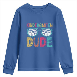 Kindergarten Dude Youth Sweatshirt Funny First Day Back to School Student TS01 Royal Blue Print Your Wear
