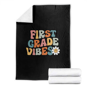 Retro 1st Day of School Throw Blanket First Grade Vibes 1st Grade Team TS01 Black Print Your Wear