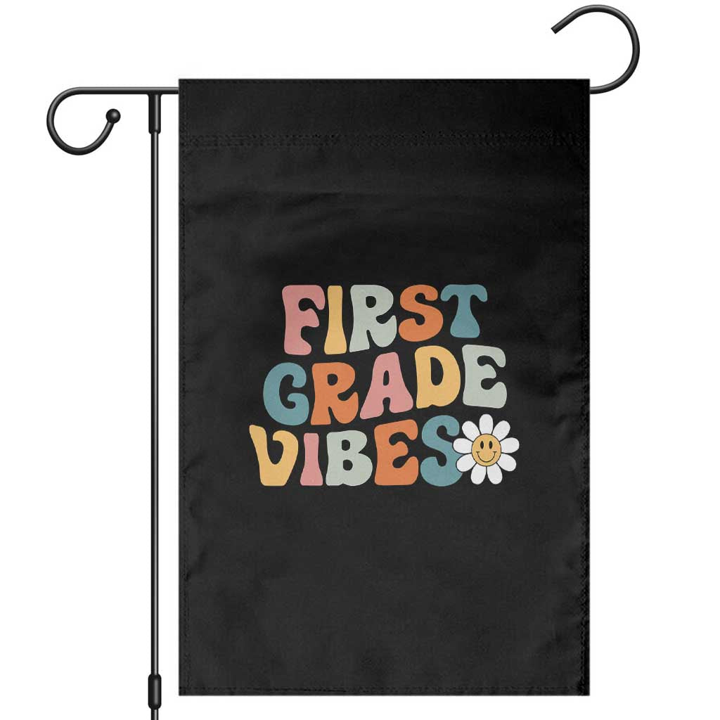 Retro 1st Day of School Garden Flag First Grade Vibes 1st Grade Team TS01 Black Print Your Wear