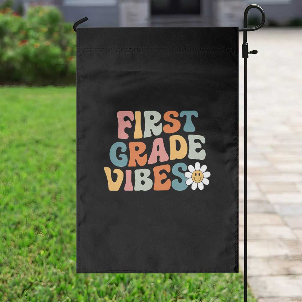 Retro 1st Day of School Garden Flag First Grade Vibes 1st Grade Team TS01 Print Your Wear