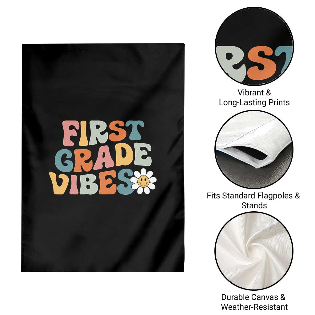 Retro 1st Day of School Garden Flag First Grade Vibes 1st Grade Team TS01 Print Your Wear