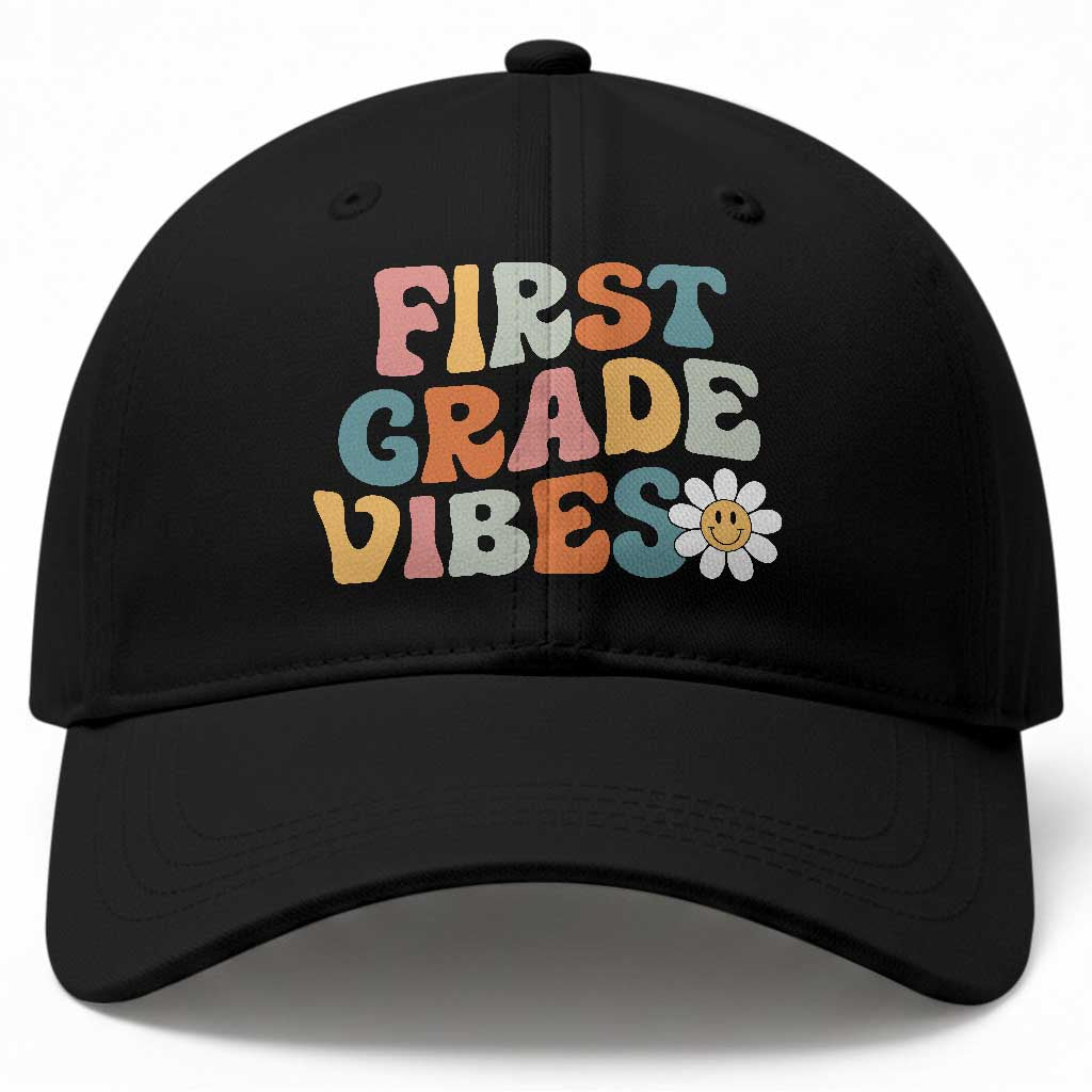 Retro 1st Day of School Baseball Cap First Grade Vibes 1st Grade Team TS01 Print Your Wear