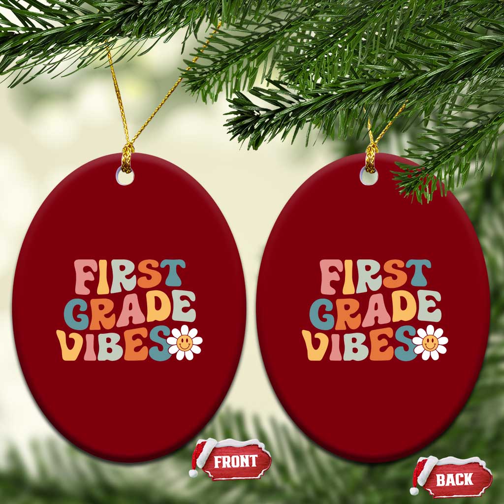 Retro 1st Day of School Ceramic Ornament First Grade Vibes 1st Grade Team TS01 Print Your Wear