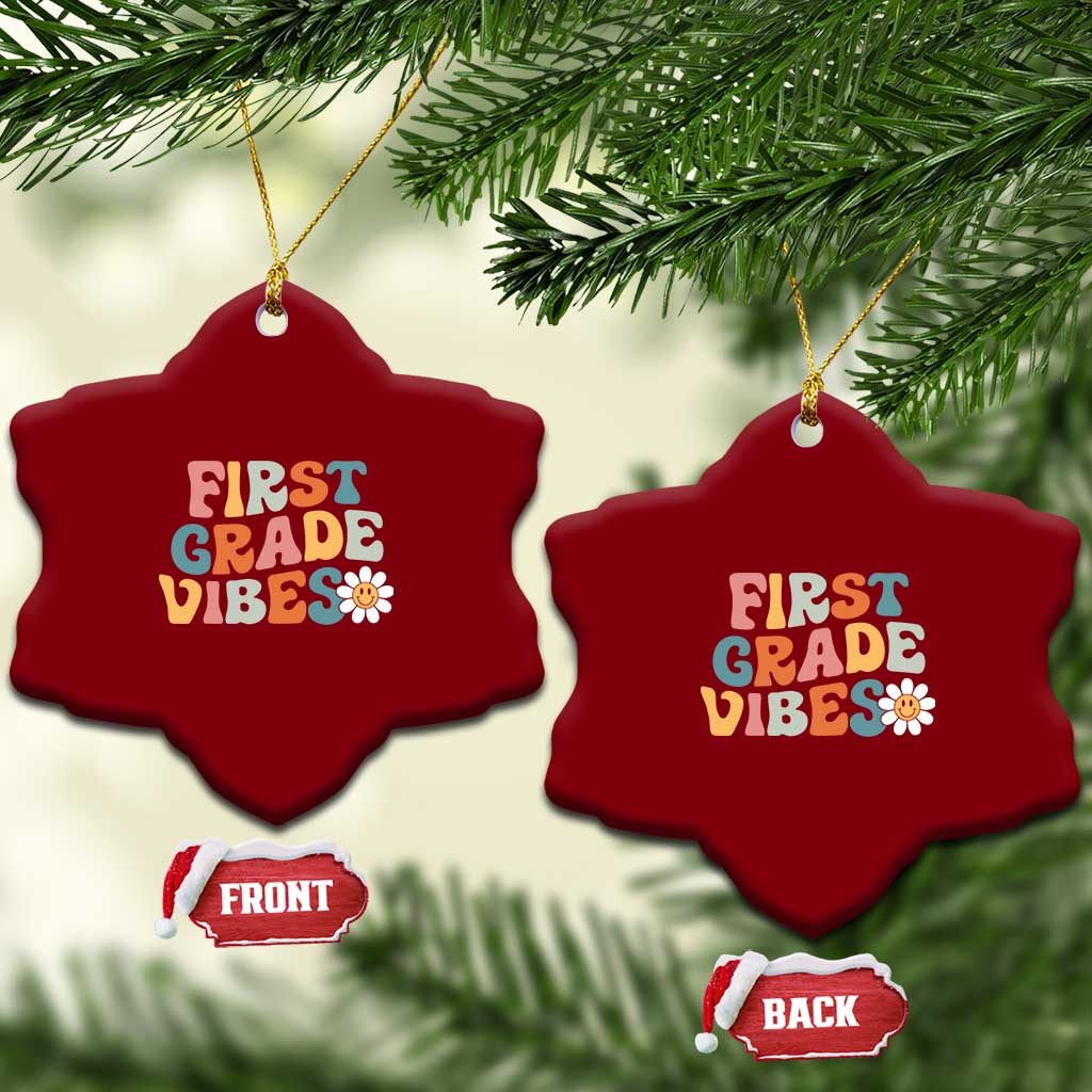 Retro 1st Day of School Ceramic Ornament First Grade Vibes 1st Grade Team TS01 Print Your Wear