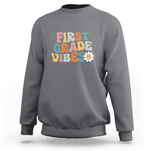 Retro 1st Day of School Sweatshirt First Grade Vibes, 1st Grade Team TS01 Charcoal Print Your Wear