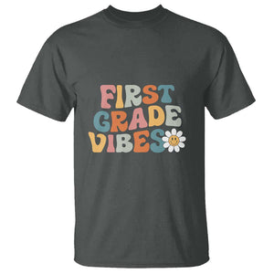 Retro 1st Day of School T Shirt First Grade Vibes, 1st Grade Team TS01 Dark Heather Print Your Wear