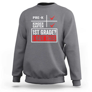 Boys and Girls First Day of First Grade Sweatshirt Back to School TS01 Charcoal Print Your Wear