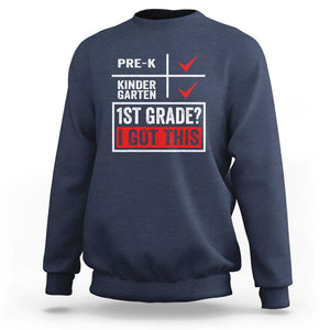 Boys and Girls First Day of First Grade Sweatshirt Back to School TS01 Navy Print Your Wear