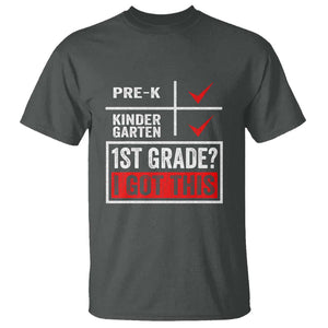 Boys and Girls First Day of First Grade T Shirt Back to School TS01 Dark Heather Print Your Wear