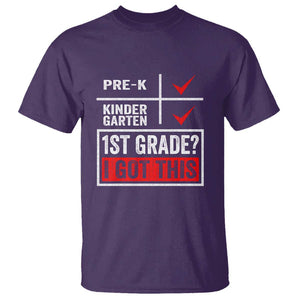 Boys and Girls First Day of First Grade T Shirt Back to School TS01 Purple Print Your Wear