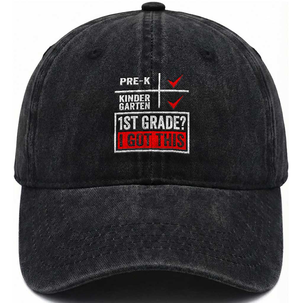 Boys and Girls First Day of First Grade Washed Cotton Baseball Cap Back to School TS01 Print Your Wear