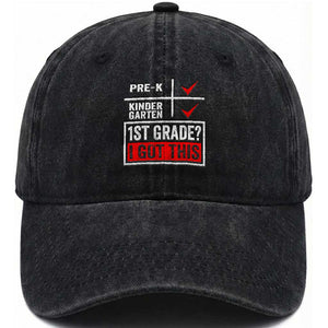 Boys and Girls First Day of First Grade Washed Cotton Baseball Cap Back to School TS01 Print Your Wear