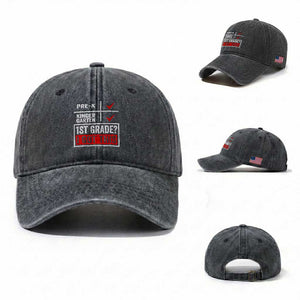 Boys and Girls First Day of First Grade Washed Cotton Baseball Cap Back to School TS01 Washed Cap Universal Fit Dark Gray Print Your Wear
