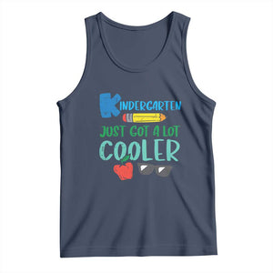Kindergarten Just Got Cooler Tank Top Funny 1st Day Back to School Kids Gift TS01 Navy Print Your Wear