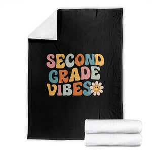 Groovy Retro Second Grade Vibes Throw Blanket Back to School 2nd Grade Team TS01 Black Print Your Wear