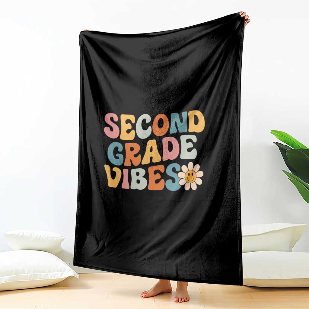 Groovy Retro Second Grade Vibes Throw Blanket Back to School 2nd Grade Team TS01 Print Your Wear
