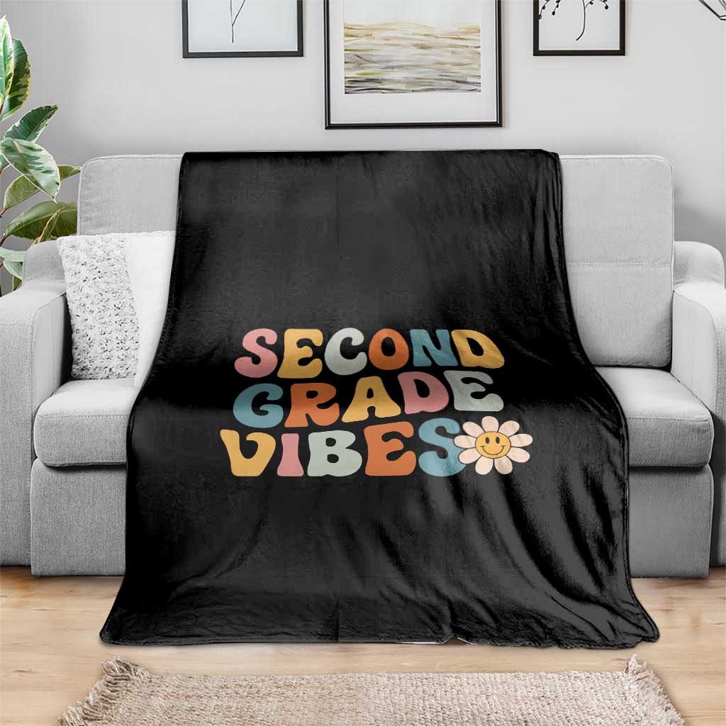 Groovy Retro Second Grade Vibes Throw Blanket Back to School 2nd Grade Team TS01 Print Your Wear