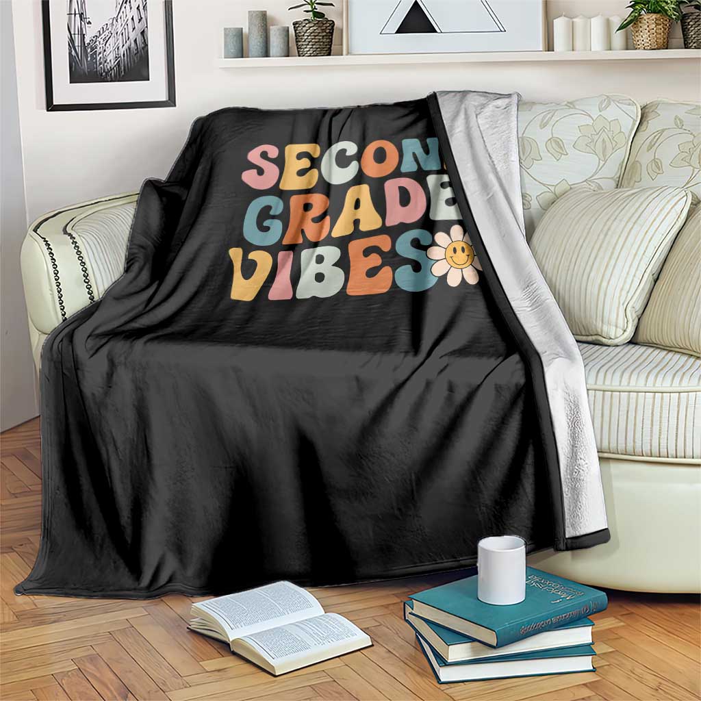 Groovy Retro Second Grade Vibes Throw Blanket Back to School 2nd Grade Team TS01 Print Your Wear