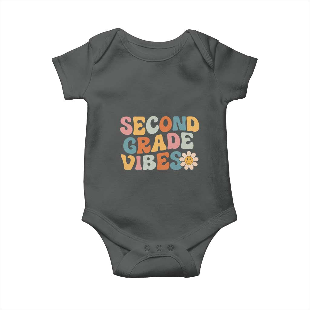 Groovy Retro Second Grade Vibes Baby Onesie Back to School 2nd Grade Team TS01 Dark Heather Print Your Wear