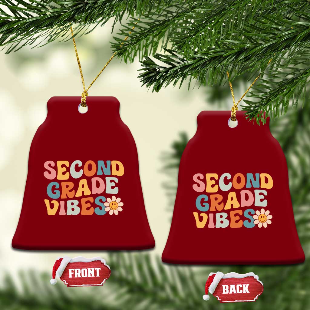 Groovy Retro Second Grade Vibes Ceramic Ornament Back to School 2nd Grade Team TS01 Print Your Wear