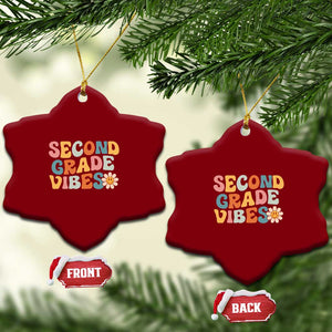 Groovy Retro Second Grade Vibes Ceramic Ornament Back to School 2nd Grade Team TS01 Print Your Wear