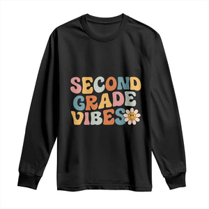 Groovy Retro Second Grade Vibes Long Sleeve Shirt Back to School 2nd Grade Team TS01 Black Print Your Wear