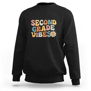 Retro Second Grade Vibes Sweatshirt 2nd Grade Team, 1st Day of School TS01 Black Print Your Wear