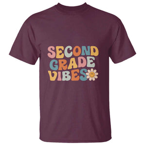 Retro Second Grade Vibes T Shirt 2nd Grade Team, 1st Day of School TS01 Maroon Print Your Wear