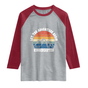 Kindergarten First Day of School Raglan Shirt Let the Adventure Begin Cute Back to School Gift TS01 Heather Gray Heather Red Print Your Wear
