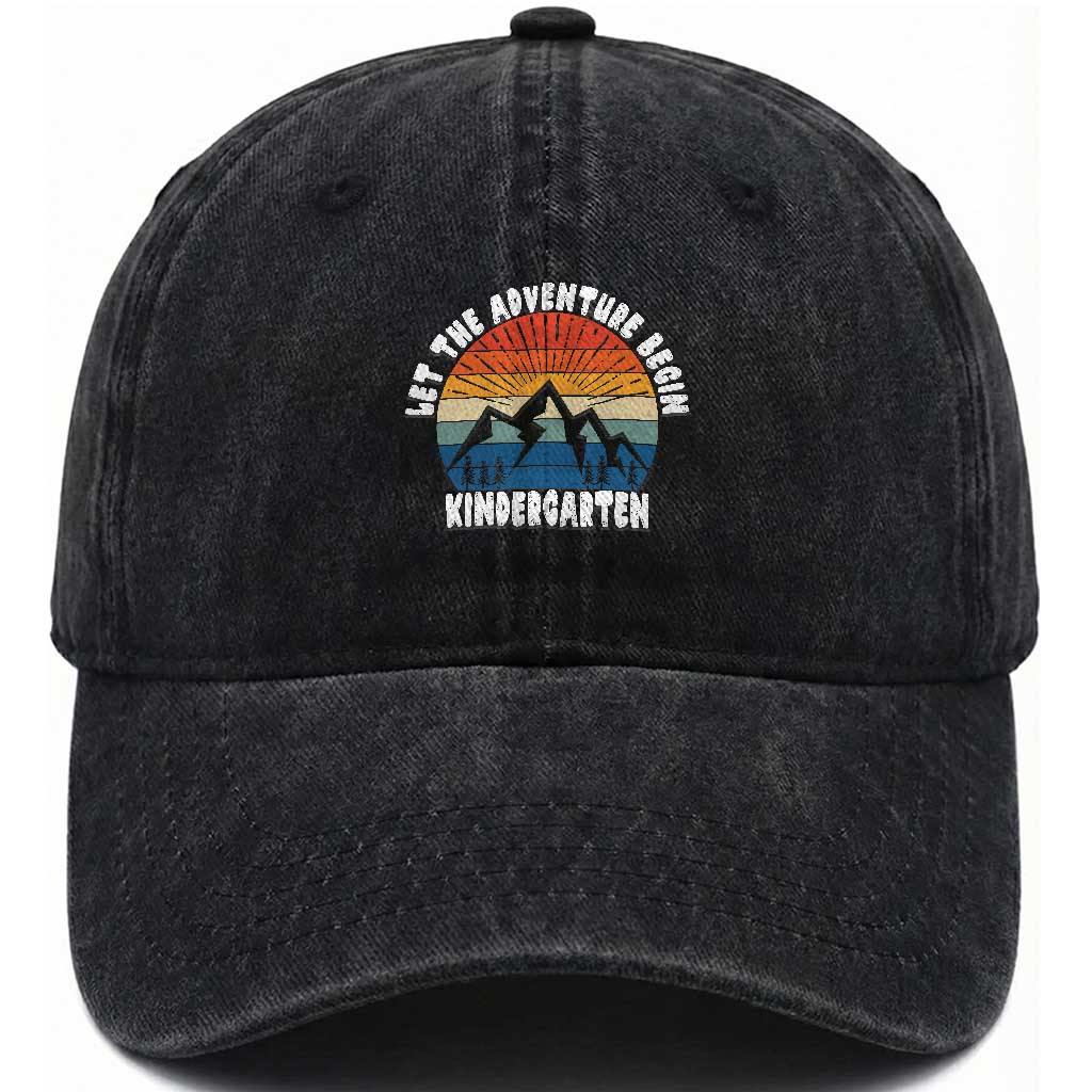 Kindergarten First Day of School Washed Cotton Baseball Cap Let the Adventure Begin Cute Back to School Gift TS01 Print Your Wear