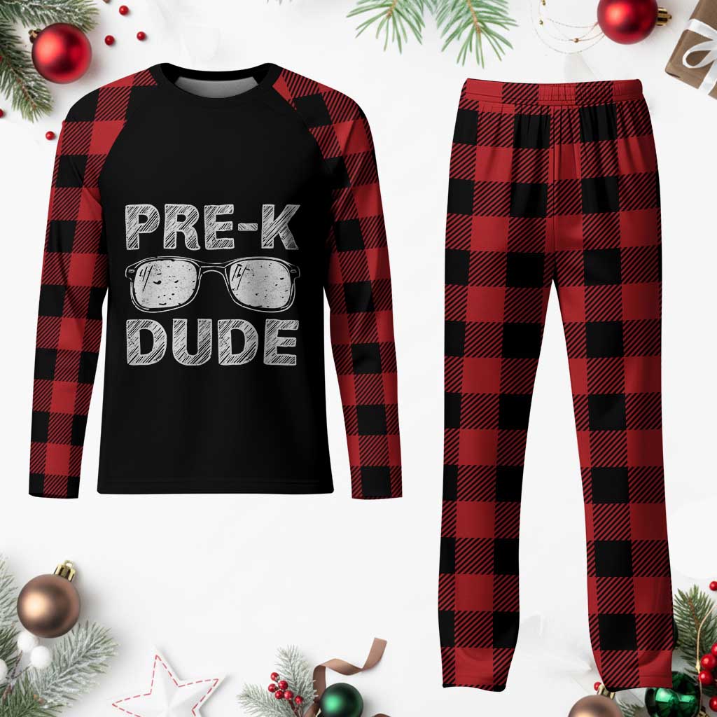 Pre-K Dude Cool First Day of Preschool Plaid Pajama Set Back to School Boys Gift TS01 Buffalo Plaid Print Your Wear