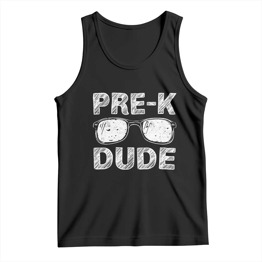 Pre-K Dude Cool First Day of Preschool Tank Top Back to School Boys Gift TS01 Black Print Your Wear