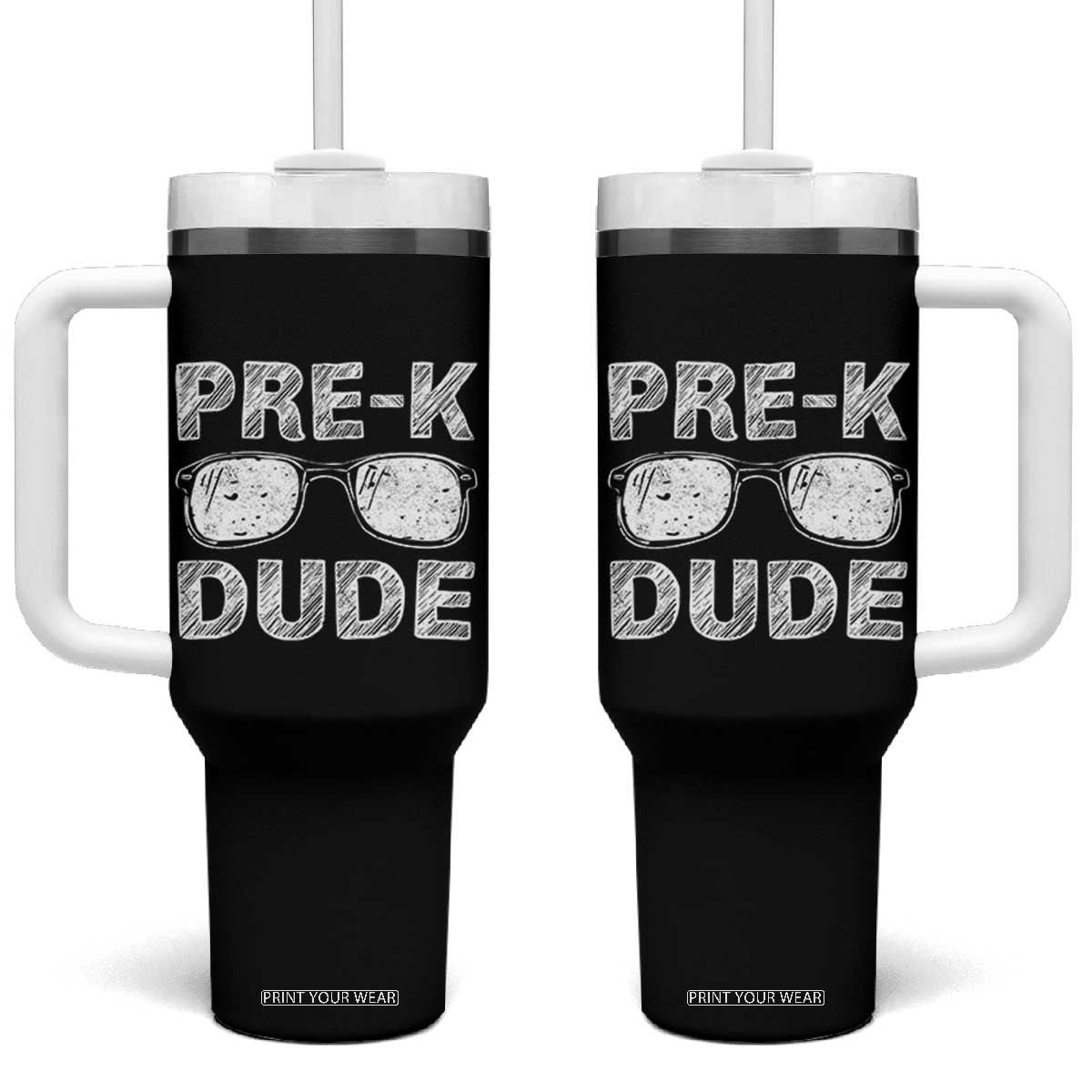 Pre-K Dude Cool First Day of Preschool Tumbler With Handle Back to School Boys Gift TS01 One Size: 40 oz Black Print Your Wear