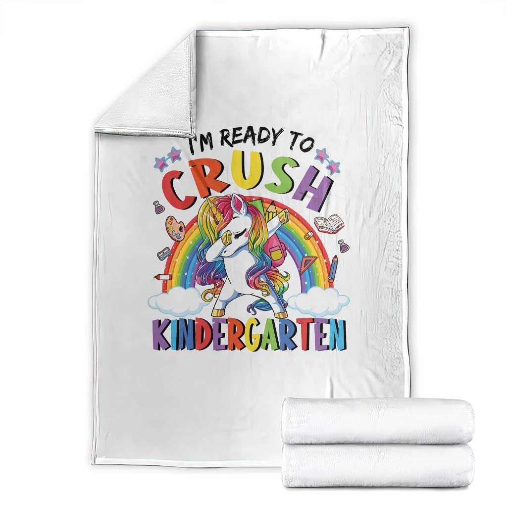 Ready to Crush Kindergarten Cute Girls Throw Blanket First Day Back to School TS01 White Print Your Wear
