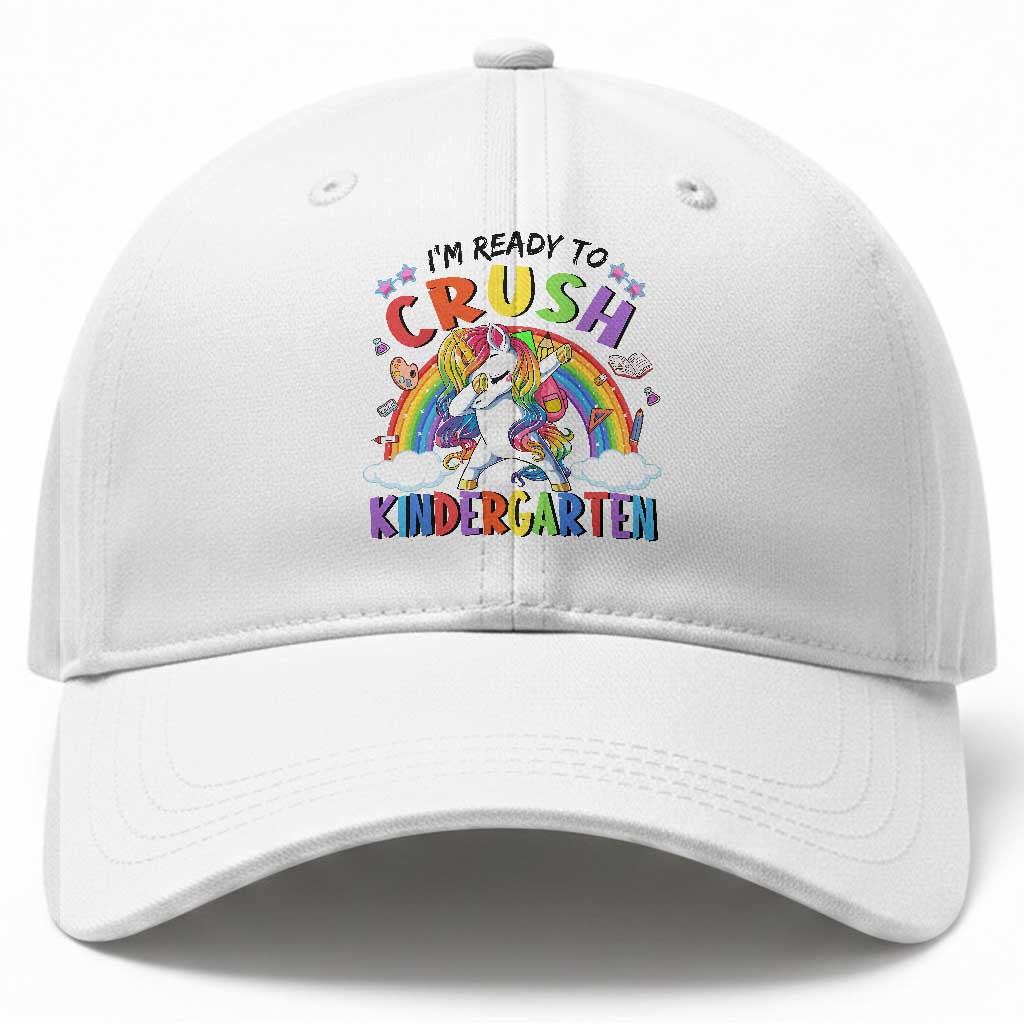 Ready to Crush Kindergarten Cute Girls Baseball Cap First Day Back to School TS01 Print Your Wear