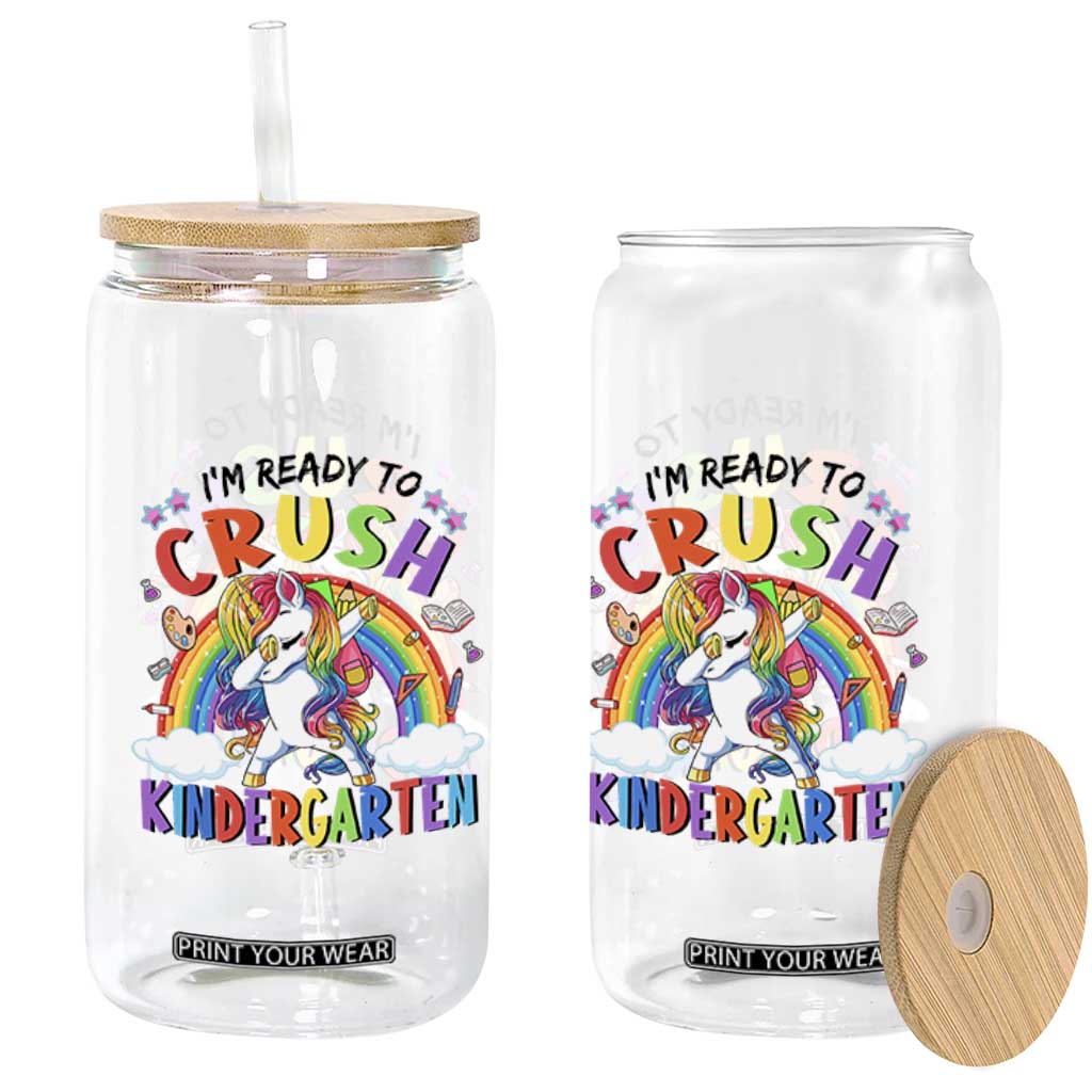 Ready to Crush Kindergarten Cute Girls Glass Can First Day Back to School TS01 Print Your Wear